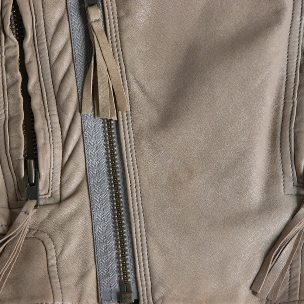 JOIE Sexy Beige Leather Moto Jacket Wms XS - Picture 7 of 8